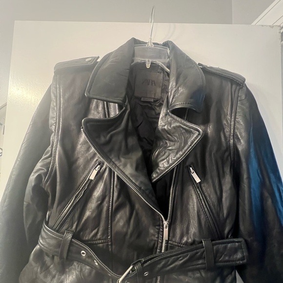 Zara Black Leather Jacket - Picture 9 of 13